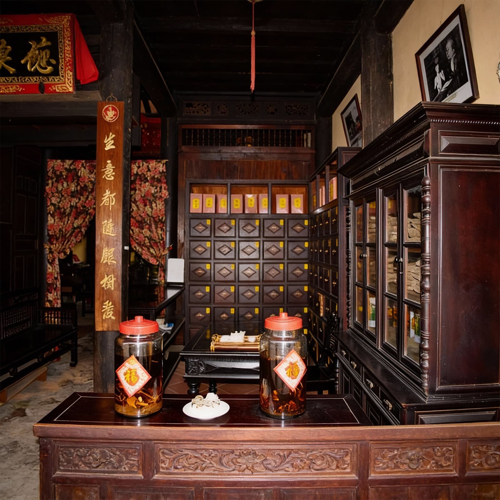 Эти здания совмещали сразу несколько функций: торговую лавку на фасаде, жилые комнаты внутри и культовое пространство для семейных алтарей и почитания предков.