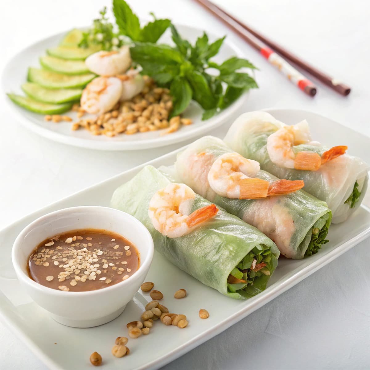 Вьетнамская кухня: gỏi cuốn с лапшой бун и зеленью без жарки